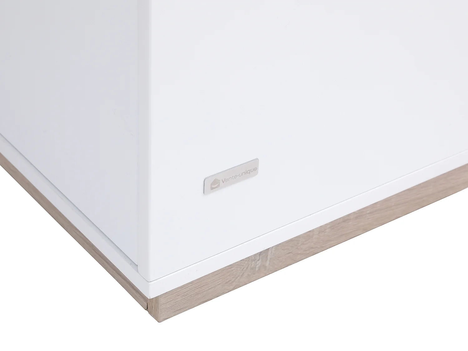 Meuble de bar avec rangements - Blanc et naturel - ANOSKI