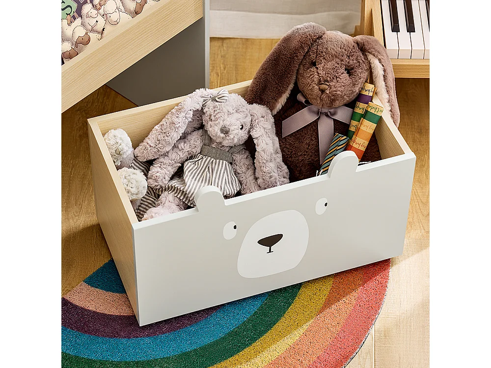 SoBuy KMB104-HG Bibliothèque Enfant, Étagère de Rangement Jouets pour Enfants, Porte-revues avec Boître Roulante et 3 Étagères