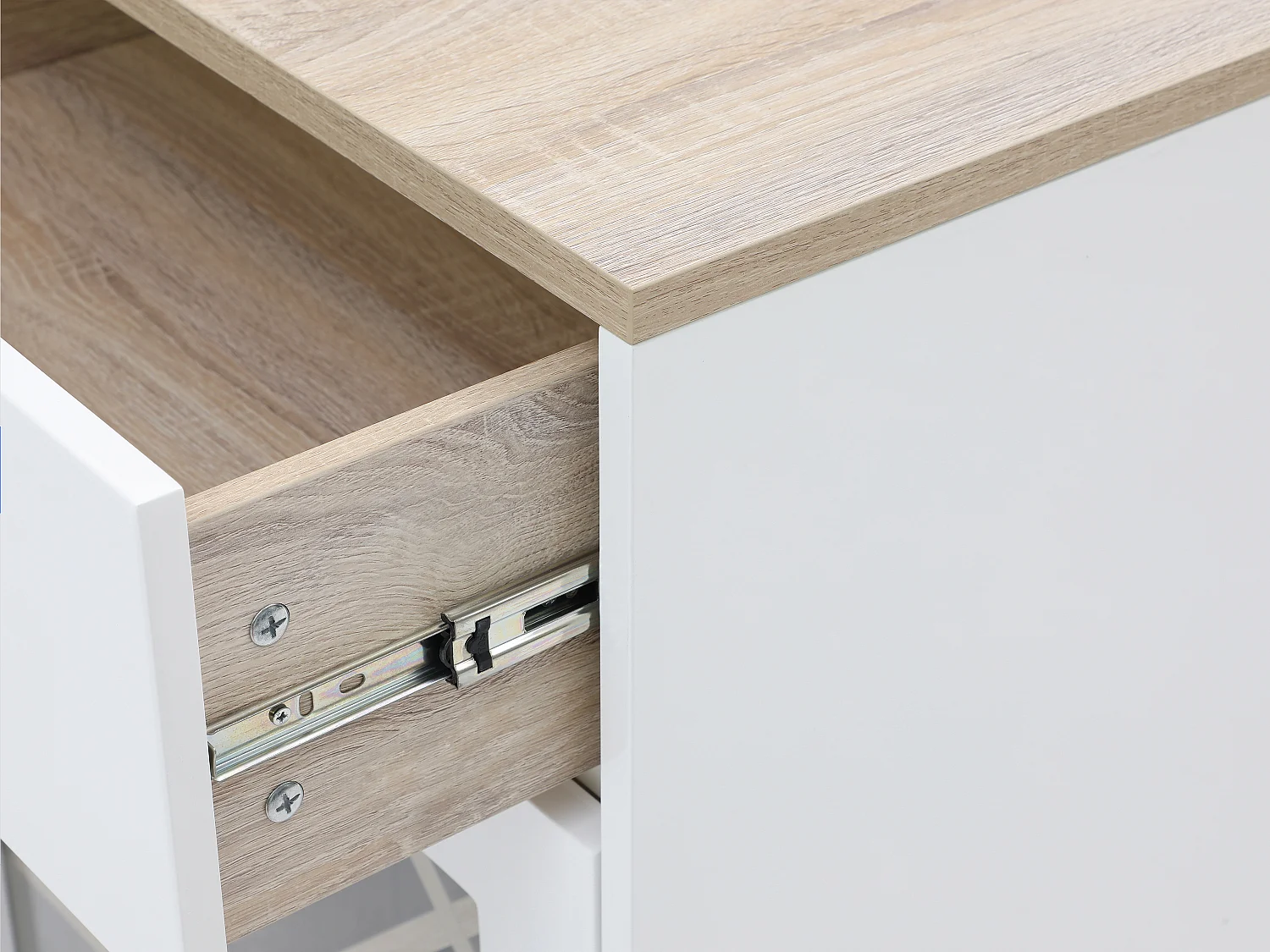 Meuble de bar avec rangements - Blanc et naturel - NIRAYA