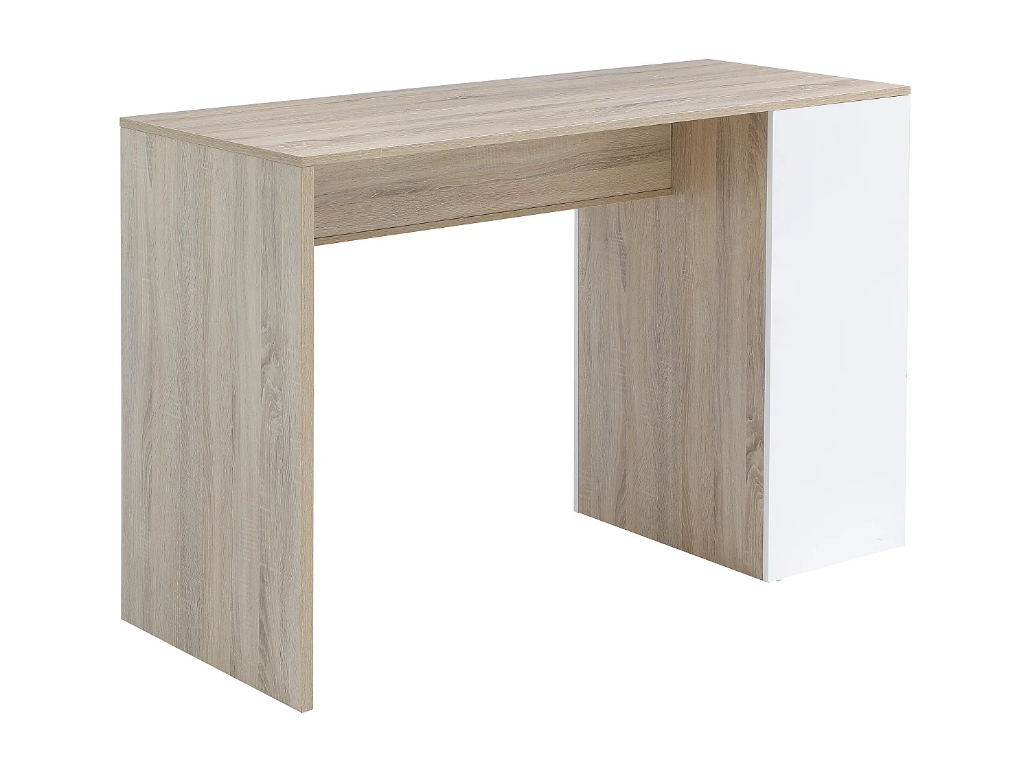 Meuble de bar avec rangements - Blanc et naturel - NIRAYA