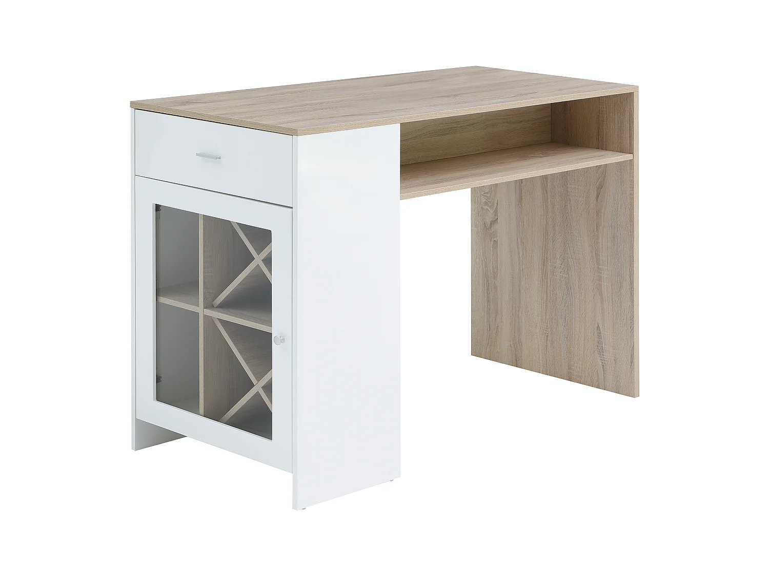 Bartisch mit Stauraum - Weiß & Holzfarben - NIRAYA