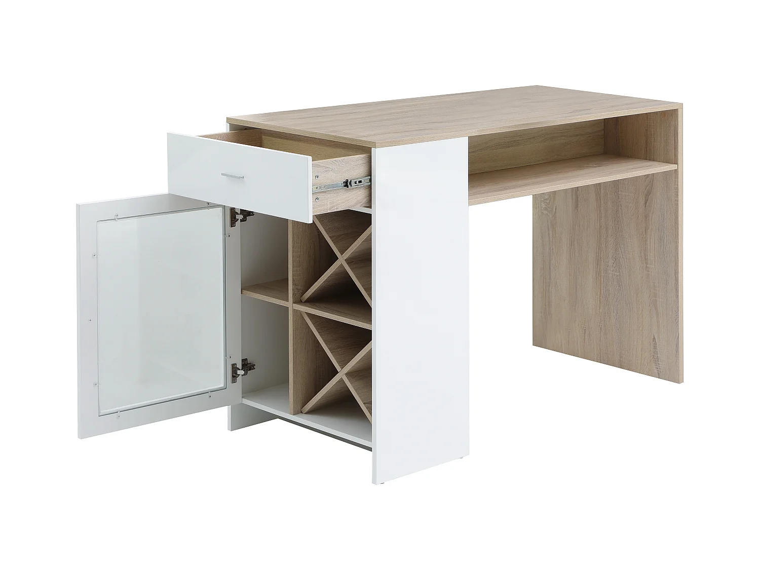 Bartisch mit Stauraum - Weiß & Holzfarben - NIRAYA