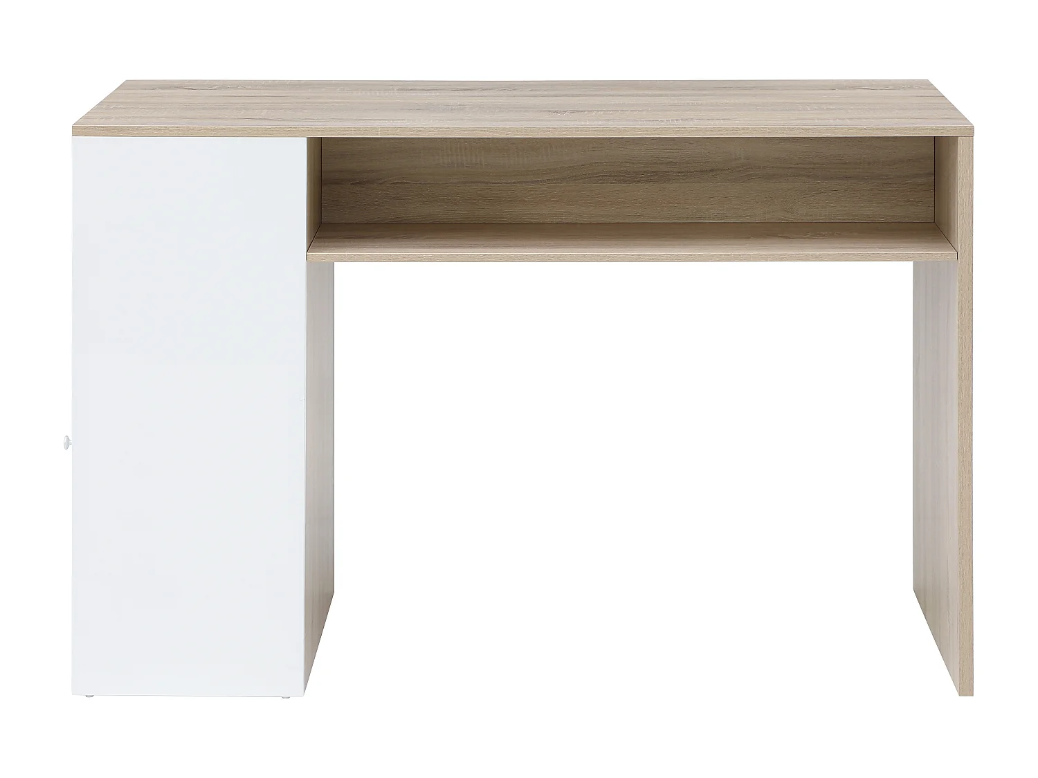 Meuble de bar avec rangements - Blanc et naturel - NIRAYA