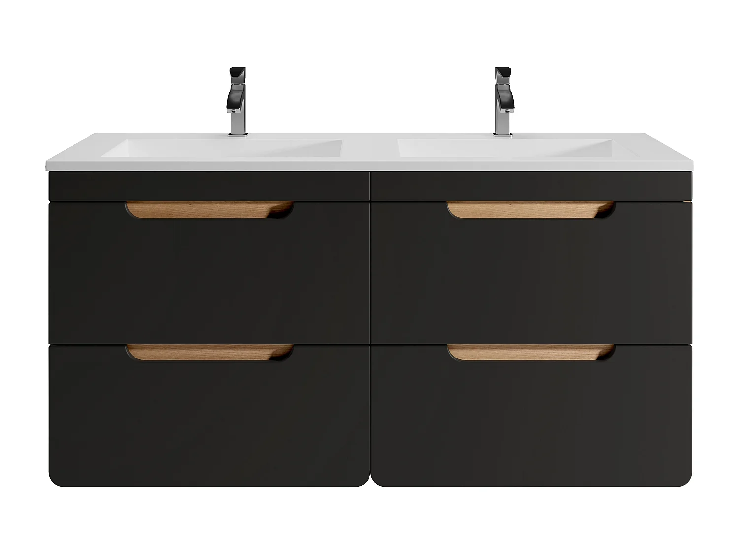 Waschbeckenunterschrank hängend mit Einbauwaschbecken - 120 cm - Holzfarben & Anthrazit - ARUBA