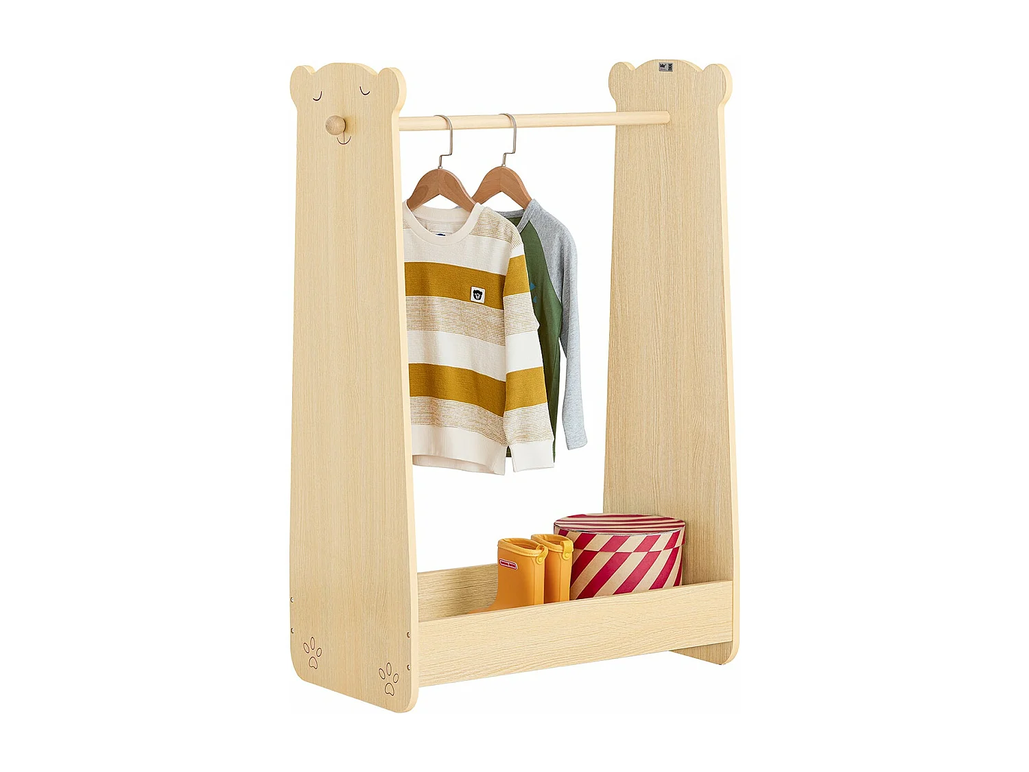 SoBuy Portant à vêtements Enfant, Penderie pour Enfants, Garde-Robe Enfants, Portant Vêtements Chambre Enfant en Forme d'ours, 71 x 40 x 110 cm, KMB102-N