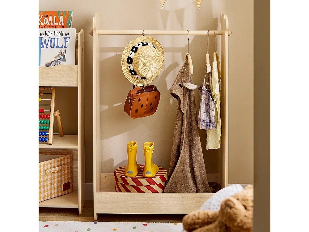 SoBuy Portant à vêtements Enfant, Penderie pour Enfants, Garde-Robe Enfants, Portant Vêtements Chambre Enfant en Forme d'ours, 71 x 40 x 110 cm, KMB102-N