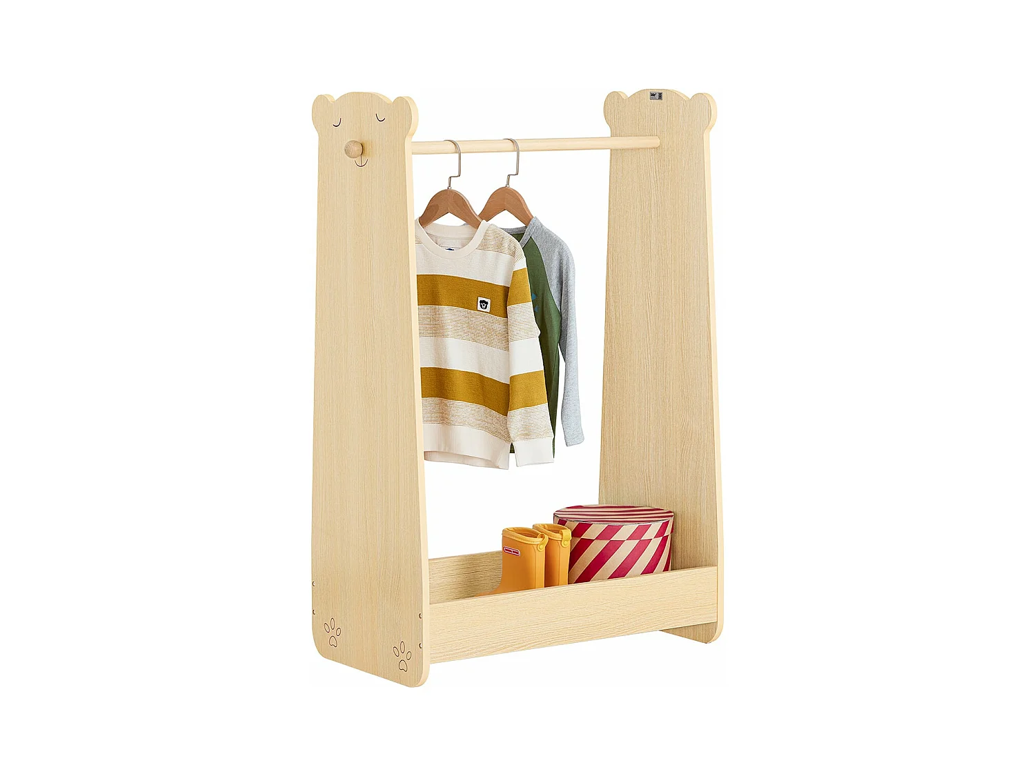 SoBuy Portant à vêtements Enfant, Penderie pour Enfants, Garde-Robe Enfants, Portant Vêtements Chambre Enfant en Forme d'ours, 71 x 40 x 110 cm, KMB102-N