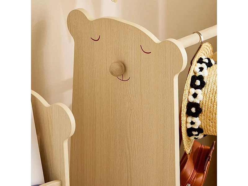 SoBuy Portant à vêtements Enfant, Penderie pour Enfants, Garde-Robe Enfants, Portant Vêtements Chambre Enfant en Forme d'ours, 71 x 40 x 110 cm, KMB102-N