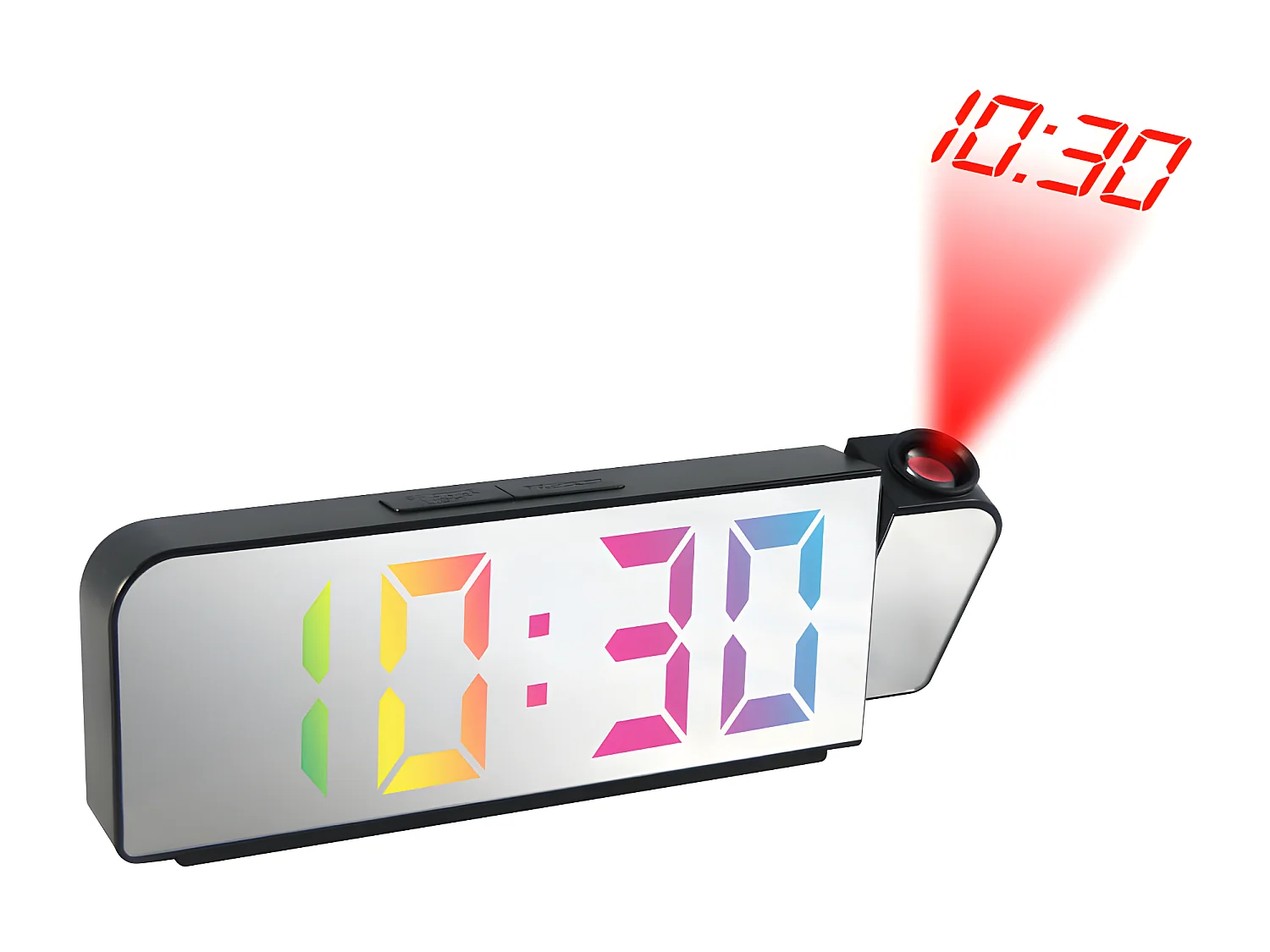 Réveil-projecteur miroir multicolore