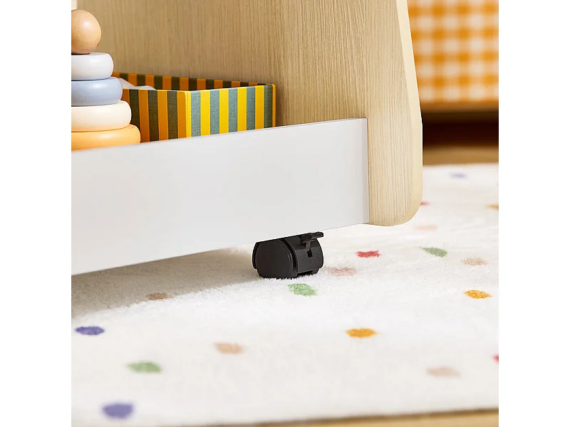 SoBuy KMB103-WN Étagère à Livres pour Enfant, Étagère à Jouets, Bibliothèque à roulettes pour Chambre d'enfant et Salle de Jeux