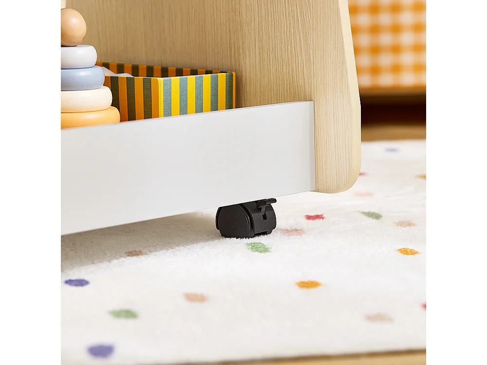 SoBuy KMB103-WN Étagère à Livres pour Enfant, Étagère à Jouets, Bibliothèque à roulettes pour Chambre d'enfant et Salle de Jeux