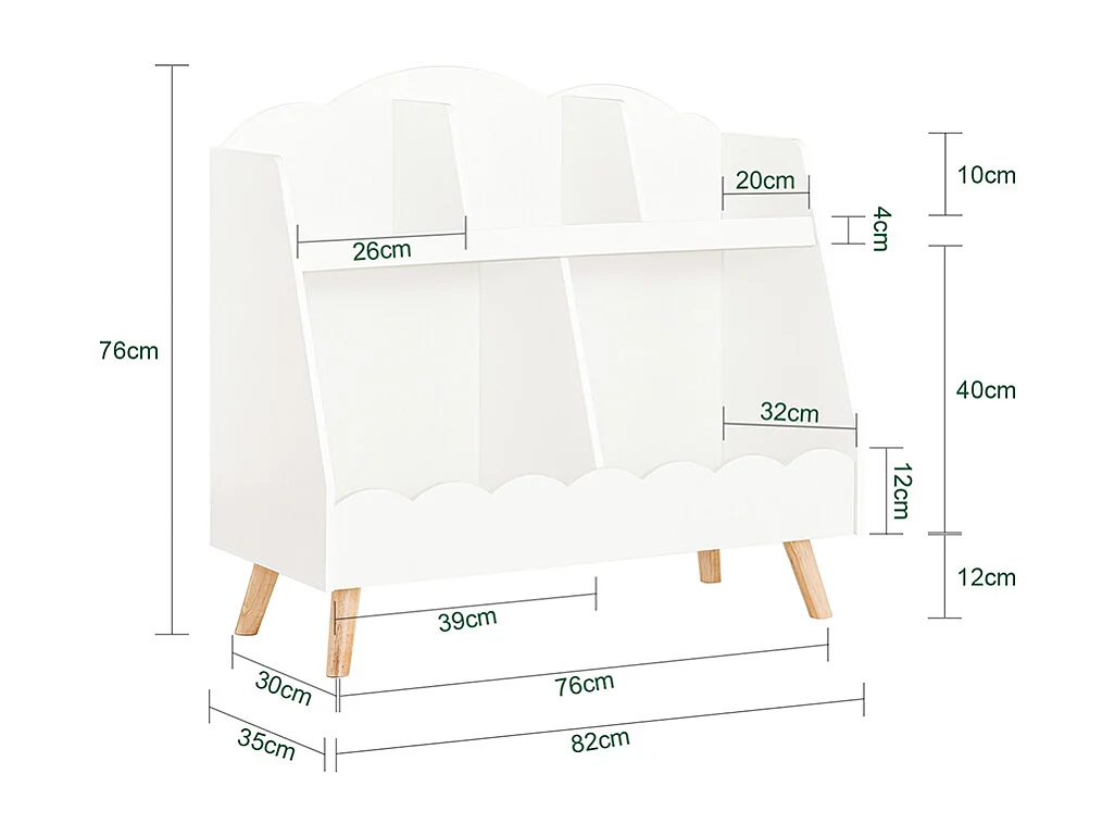 SoBuy Libreria per bambini Scaffale portaoggetti con 5 scomparti Bianco 82x35x76cm KMB100-W
