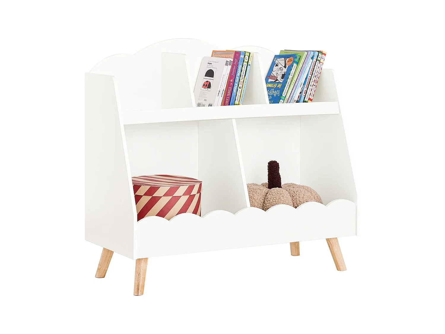 SoBuy KMB100-W Bibliothèque Enfant, Étagère à Livres, Étagère de Rangement pour Livres et Jouets, 5 Compartiments Ouverts