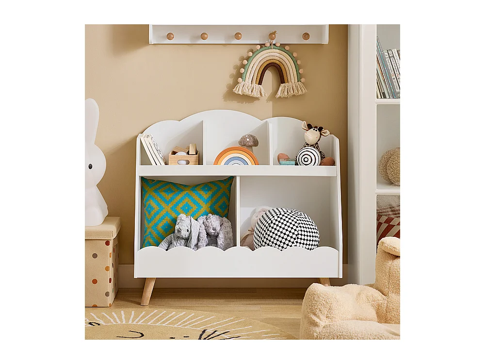 SoBuy KMB100-W Bibliothèque Enfant, Étagère à Livres, Étagère de Rangement pour Livres et Jouets, 5 Compartiments Ouverts