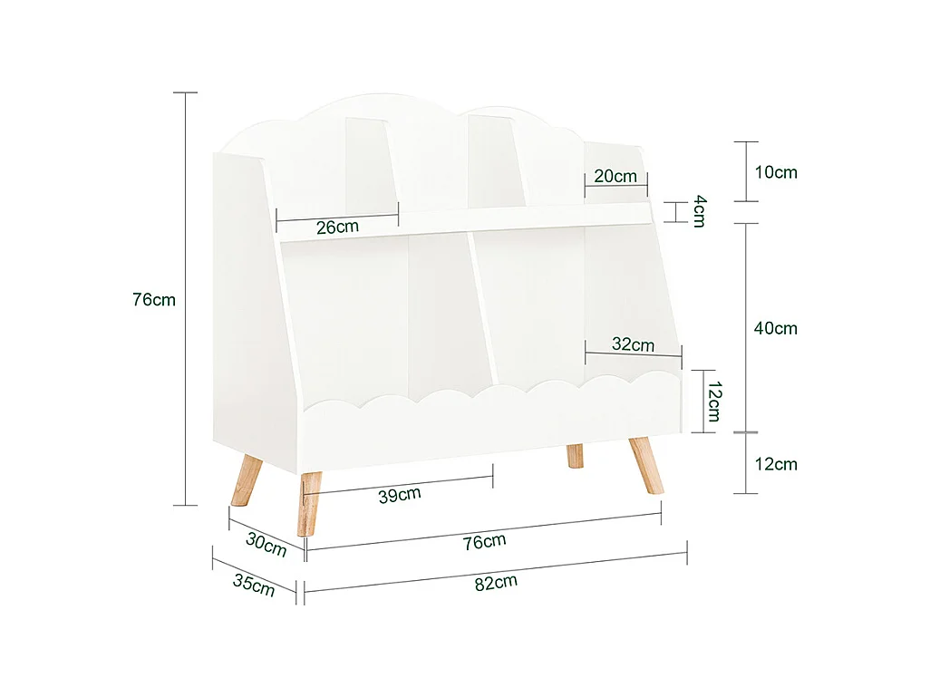 SoBuy KMB100-W Bibliothèque Enfant, Étagère à Livres, Étagère de Rangement pour Livres et Jouets, 5 Compartiments Ouverts