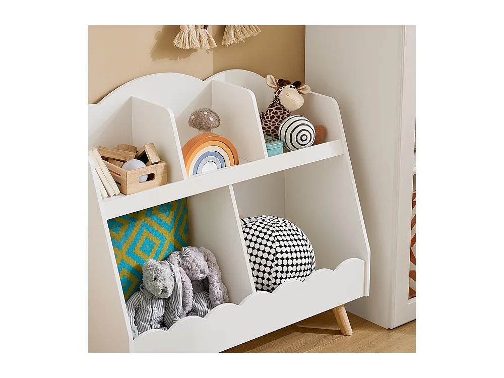 SoBuy KMB100-W Bibliothèque Enfant, Étagère à Livres, Étagère de Rangement pour Livres et Jouets, 5 Compartiments Ouverts
