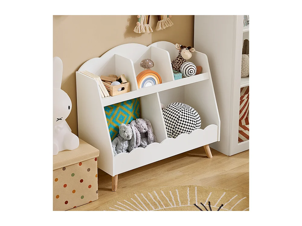SoBuy KMB100-W Bibliothèque Enfant, Étagère à Livres, Étagère de Rangement pour Livres et Jouets, 5 Compartiments Ouverts