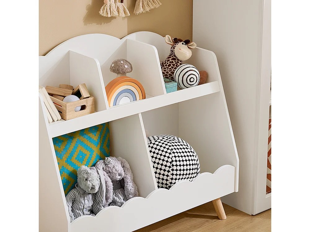 SoBuy KMB100-W Bibliothèque Enfant, Étagère à Livres, Étagère de Rangement pour Livres et Jouets, 5 Compartiments Ouverts