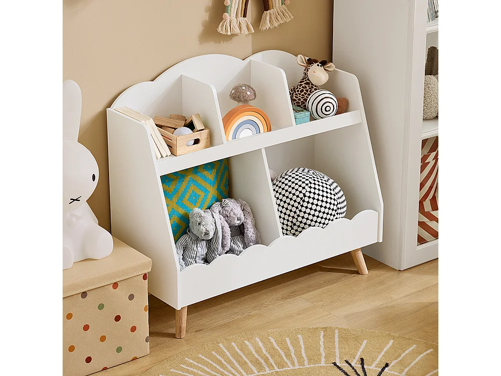SoBuy KMB100-W Bibliothèque Enfant, Étagère à Livres, Étagère de Rangement pour Livres et Jouets, 5 Compartiments Ouverts