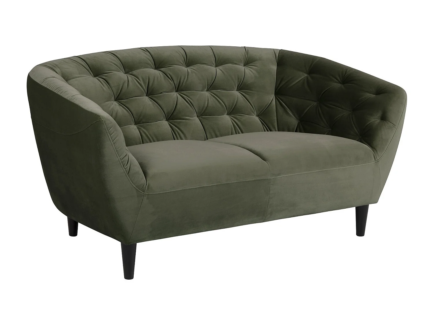 Canapé droit 2 places en velours capitonné L150 - RIA