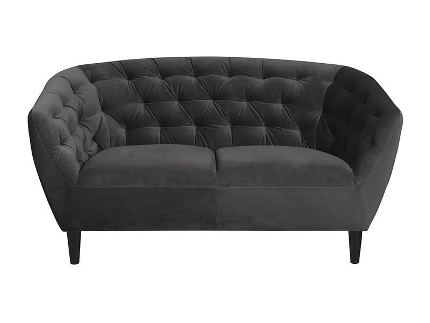 Canapé droit 2 places en velours capitonné L150 - Ria