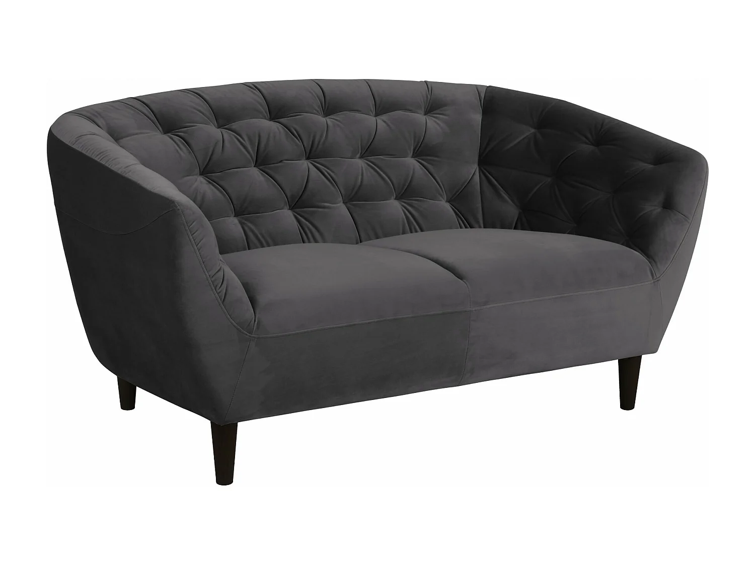 Canapé droit 2 places en velours capitonné L150 - Ria