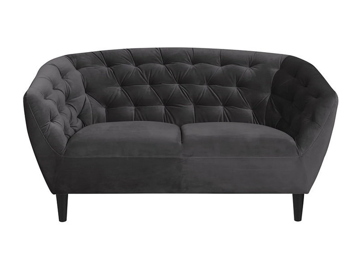 Canapé droit 2 places en velours capitonné L150 - Ria