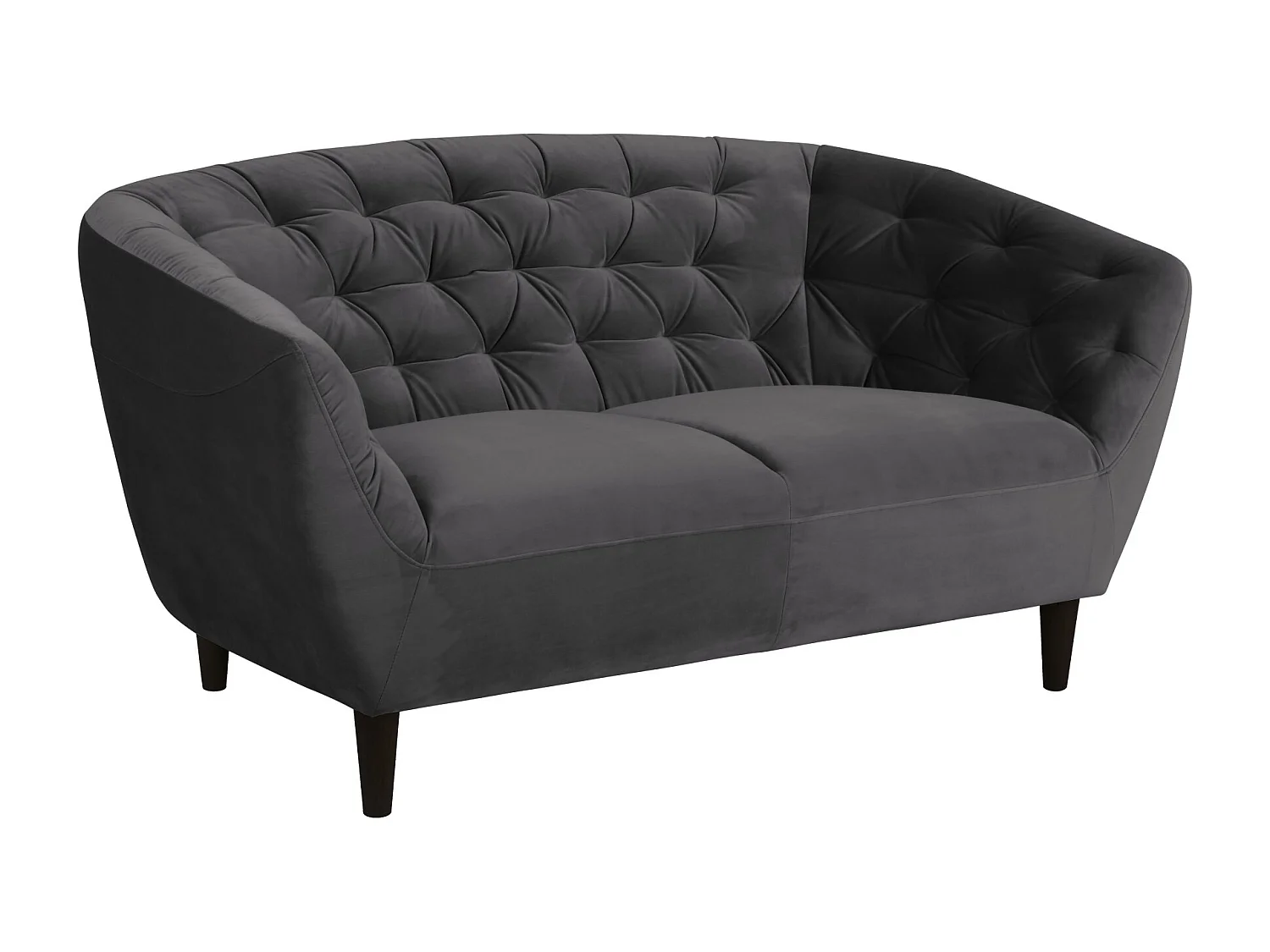 Canapé droit 2 places en velours capitonné L150 - Ria