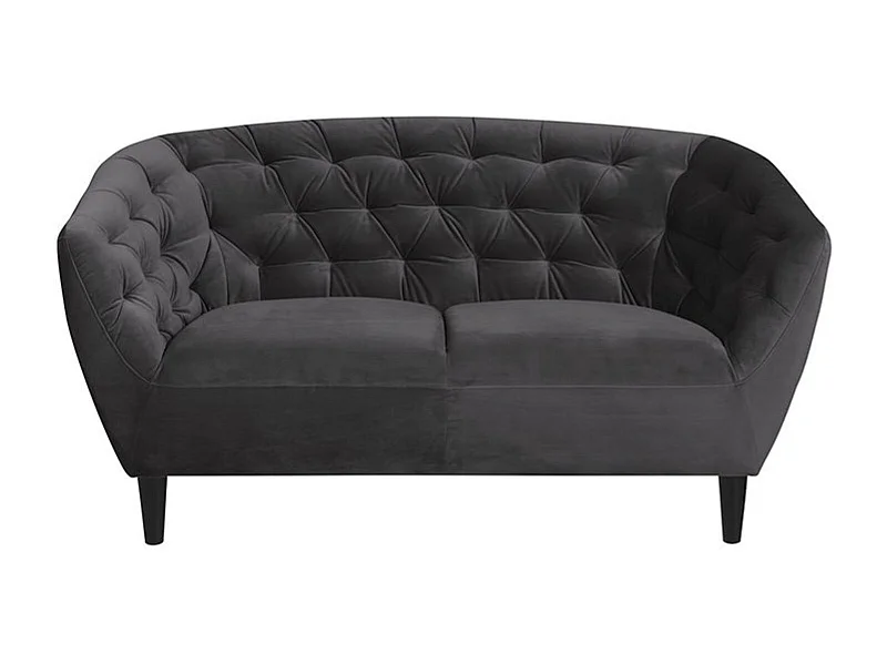 Canapé droit 2 places en velours capitonné L150 - Ria