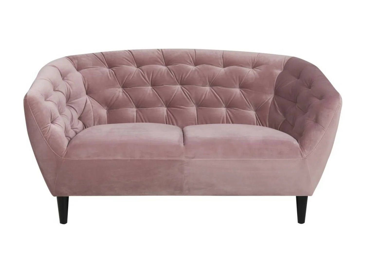 Canapé droit 2 places en velours capitonné L150 - Ria