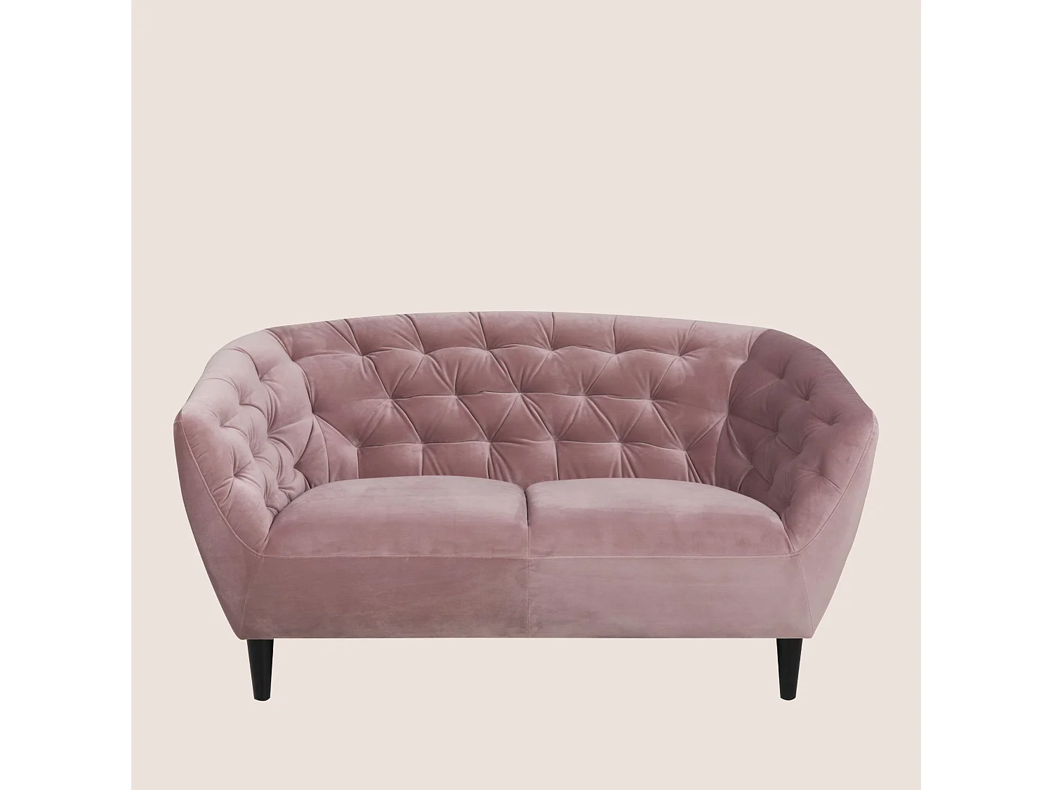 Canapé droit 2 places en velours capitonné L150 - Ria