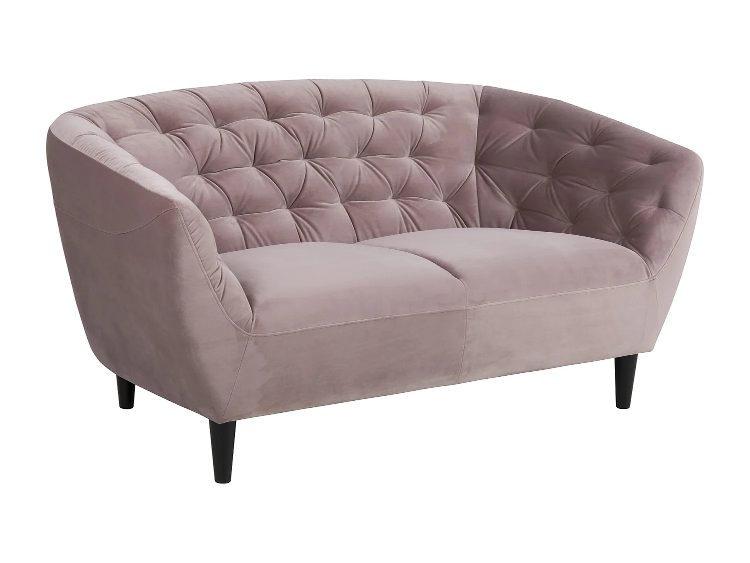 Canapé droit 2 places en velours capitonné L150 - Ria