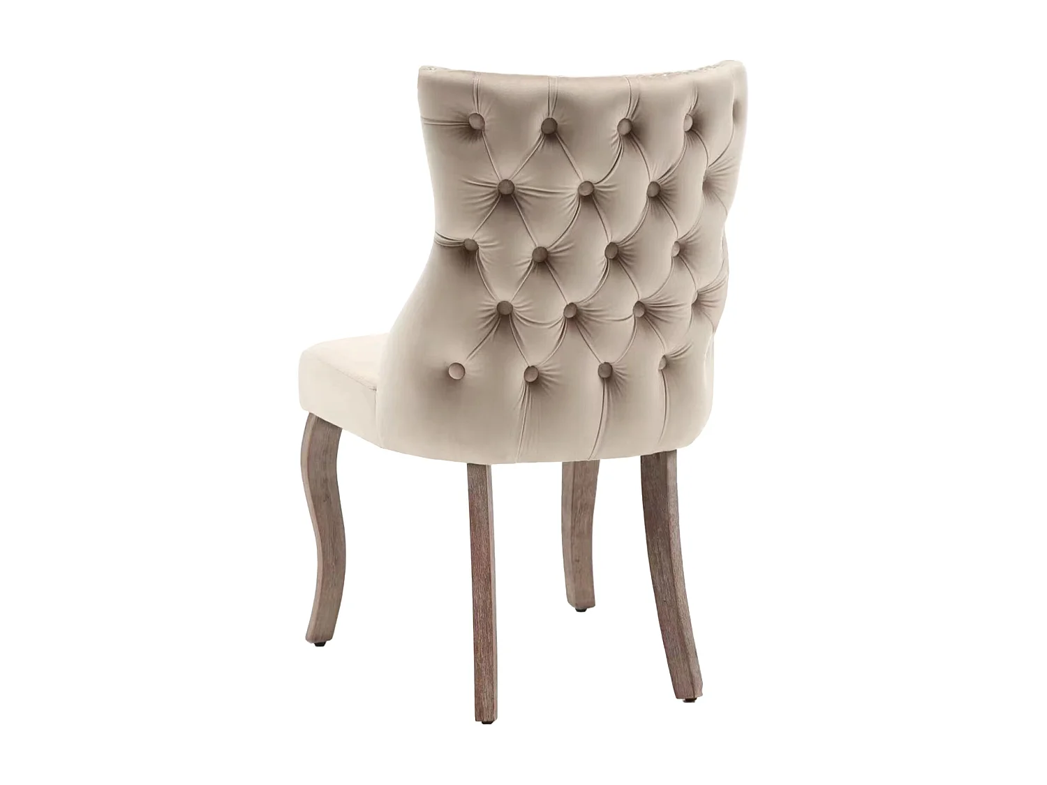 Set di 2 sedie in velluto beige - sedia a 4 gambe con cuciture a bottoni struttura in legno massello per sala da pranzo - 91x50x49cm