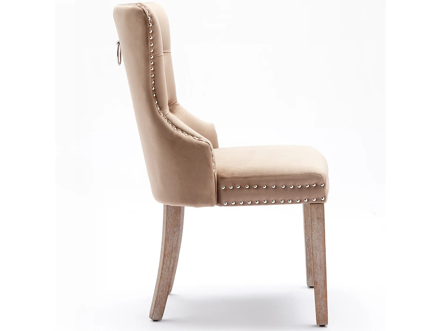 Set van 4 eetkamer-, keuken- en woonkamerstoelen Gestoffeerde stoel Massief houten poten - 53,5x64x95cm Bruin