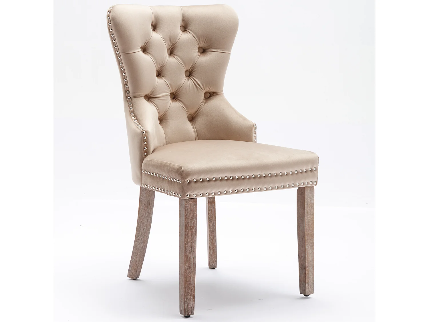 Set di 6 sedie da pranzo, cucina e soggiorno, imbottite, gambe in legno massello - 53,5x64x95 cm, beige