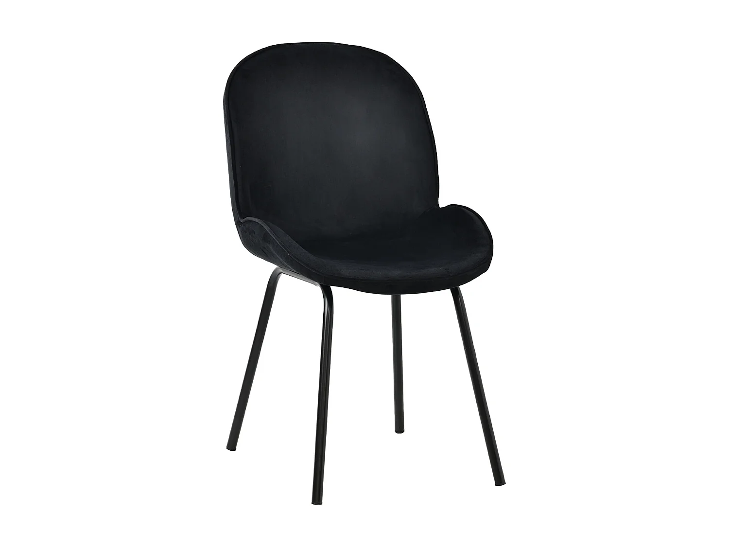 Juego de 4 sillas de comedor - respaldo redondo, asiento de terciopelo, estructura de metal, pata dorada - para cocina, sala de estar - negro