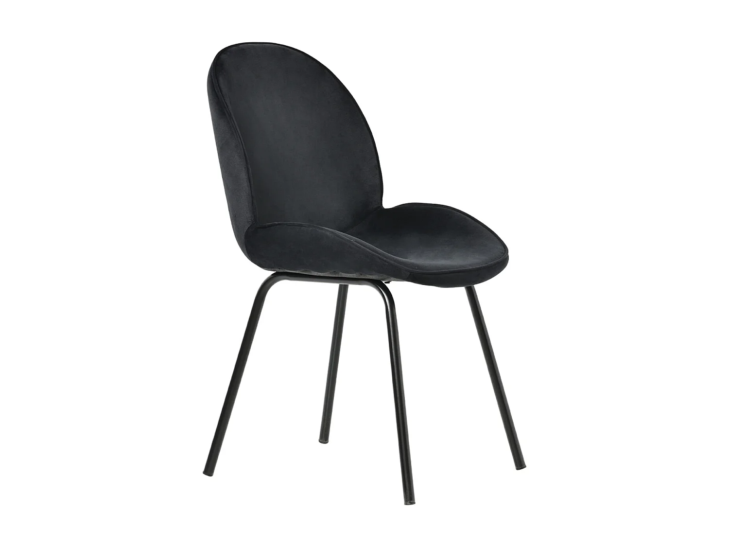Juego de 4 sillas de comedor - respaldo redondo, asiento de terciopelo, estructura de metal, pata dorada - para cocina, sala de estar - negro