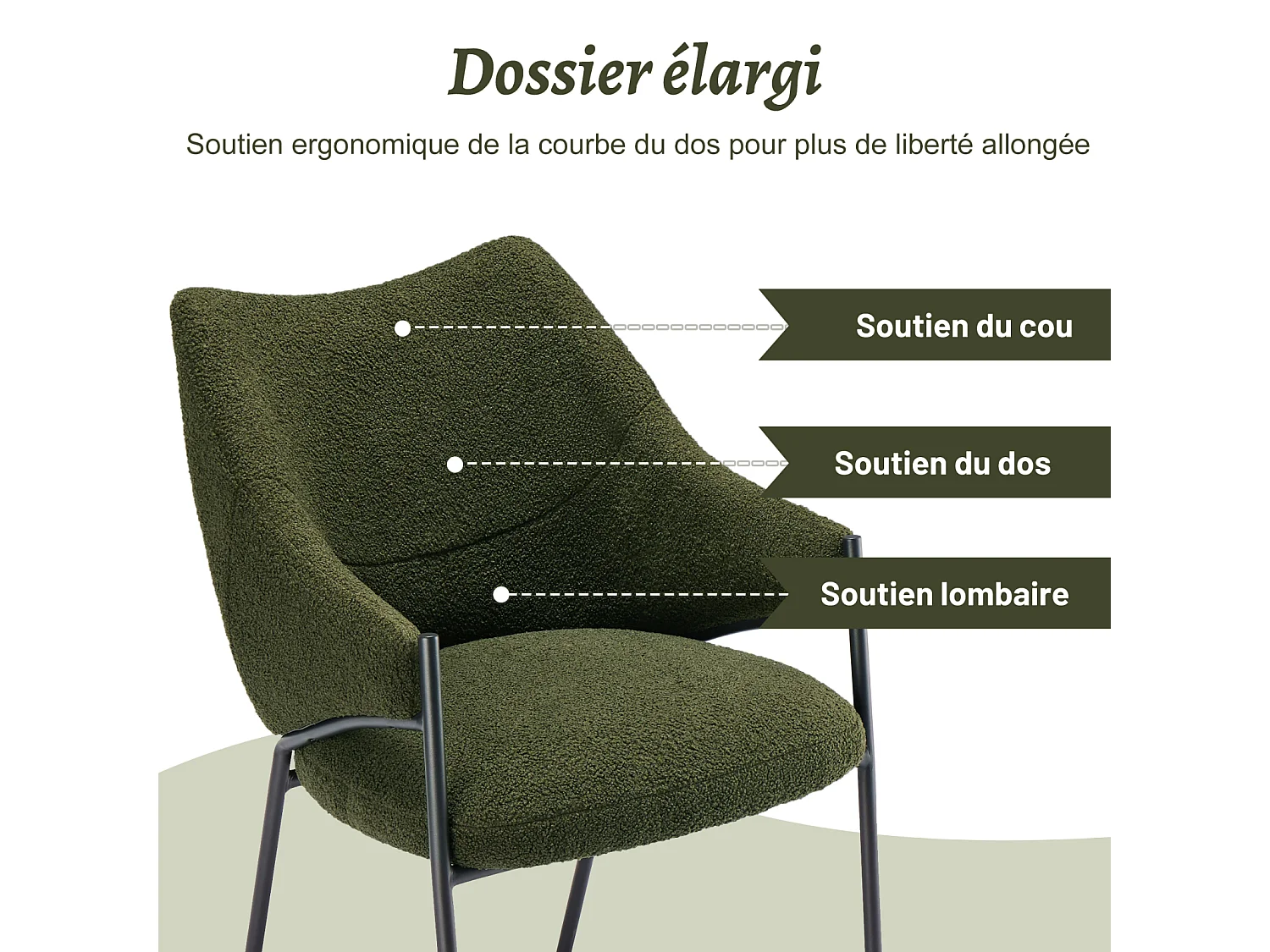 Silla de comedor de 4 piezas, con reposabrazos, tela de felpa de cordero, cojín de asiento grueso, 52,5 x 48 x 83,7 cm, color verde