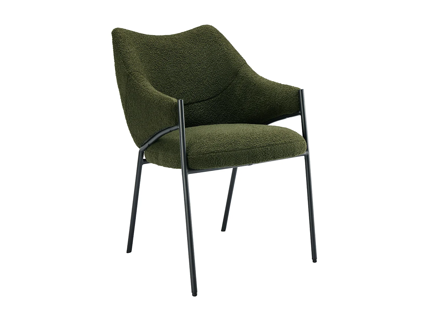 Silla de comedor de 4 piezas, con reposabrazos, tela de felpa de cordero, cojín de asiento grueso, 52,5 x 48 x 83,7 cm, color verde