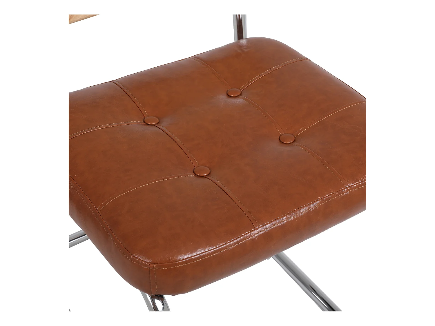 Lot de 2 chaises de salle à manger - style du milieu du siècle - en simili-cuir tapissées et en rotin - 50x61x86cm, marron