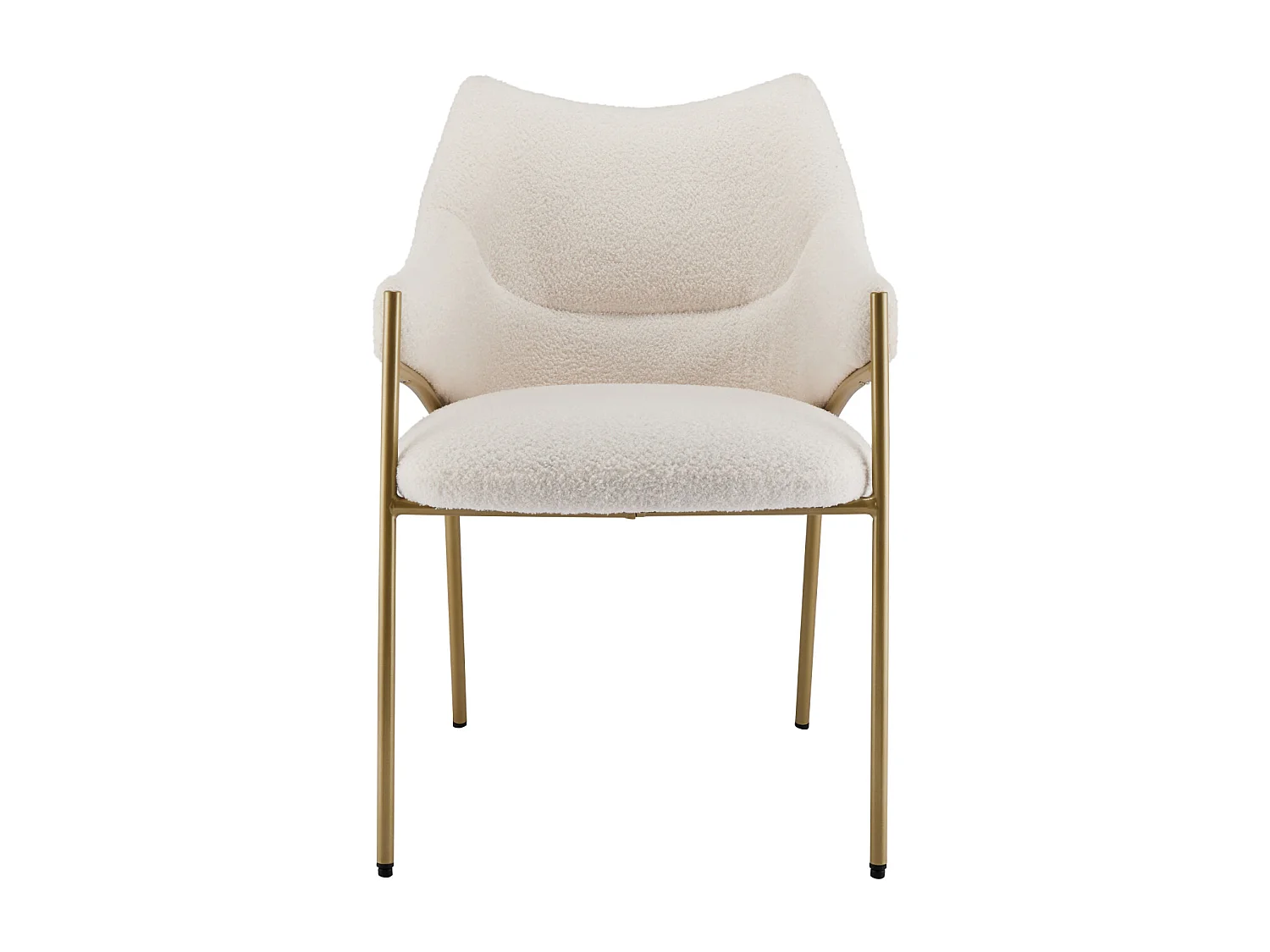 4-delige eetkamerstoel, met armleuningen, lamsbontstof, dik zitkussen, 52,5 x 48 x 83,7 cm beige