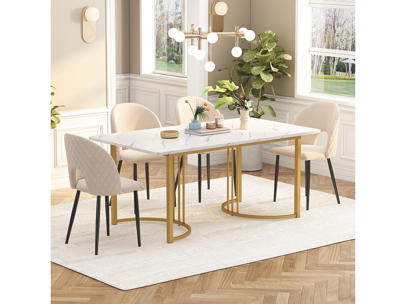 Vicco Table de salle à manger "Karlos" noyer/blanc 80x80cm