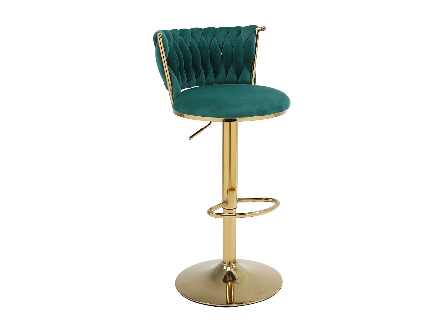 Lot de 2 tabourets de bar, pivotante, hauteur réglable, pied en metal, 40x42x81-102.9cm, vert
