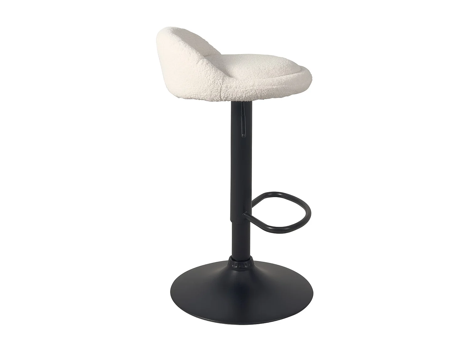 Lot 2 tabourets de bar cuisine tissu bouclette pivotant hauteur réglable pied noir SATI+ (Blanc)