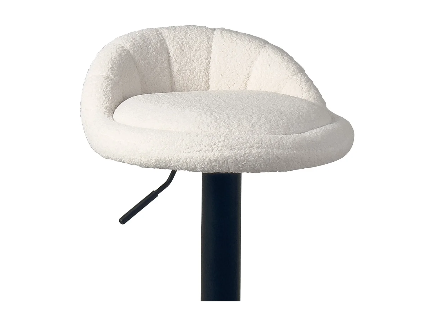 Lot 2 tabourets de bar cuisine tissu bouclette pivotant hauteur réglable pied noir SATI+ (Blanc)