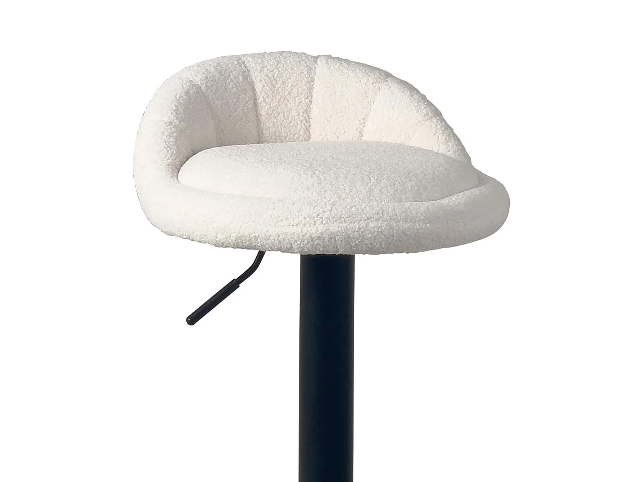 Lot 2 tabourets de bar cuisine tissu bouclette pivotant hauteur réglable pied noir SATI+ (Blanc)