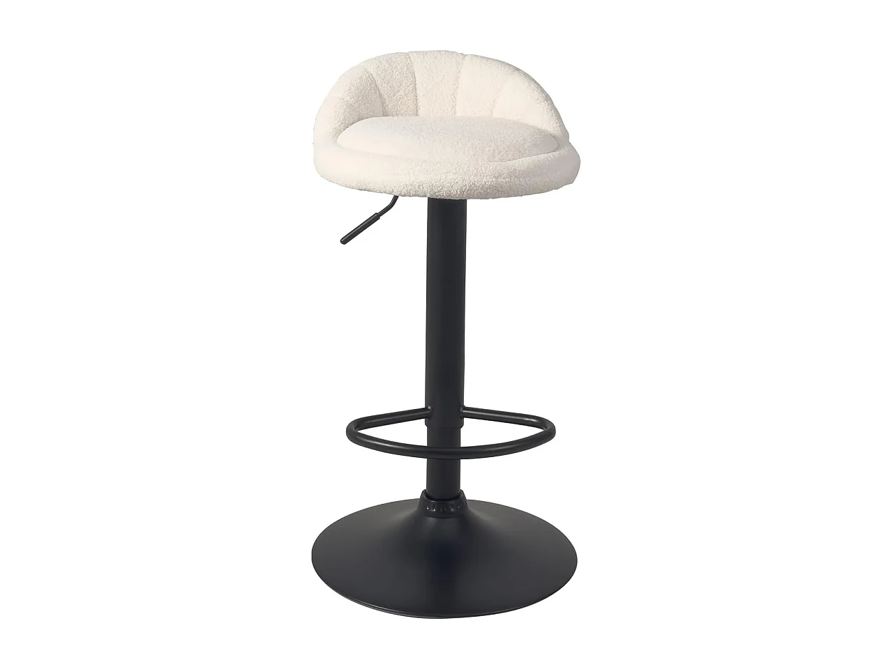 Lot 2 tabourets de bar cuisine tissu bouclette pivotant hauteur réglable pied noir SATI+ (Blanc)