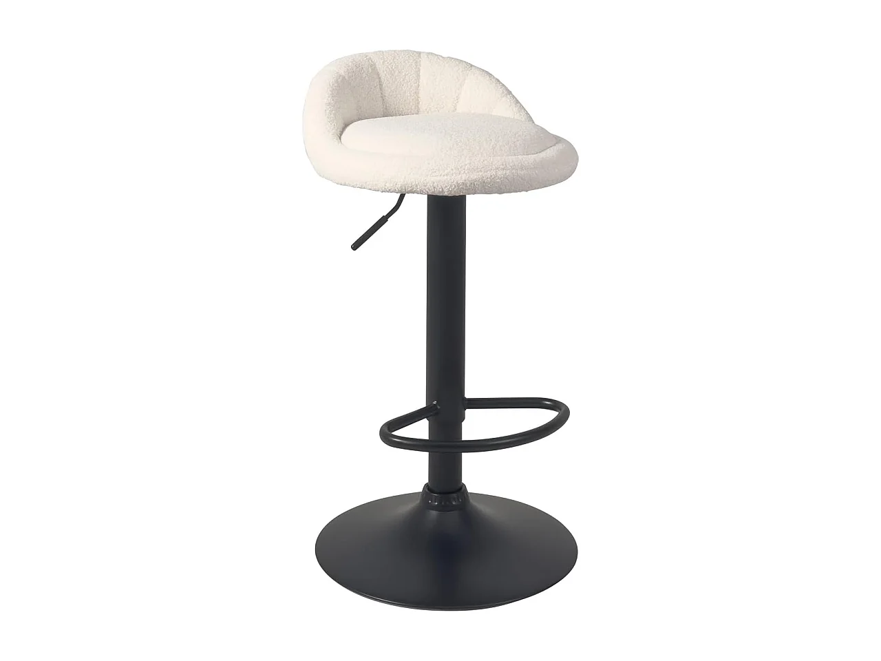Lot 2 tabourets de bar cuisine tissu bouclette pivotant hauteur réglable pied noir SATI+ (Blanc)