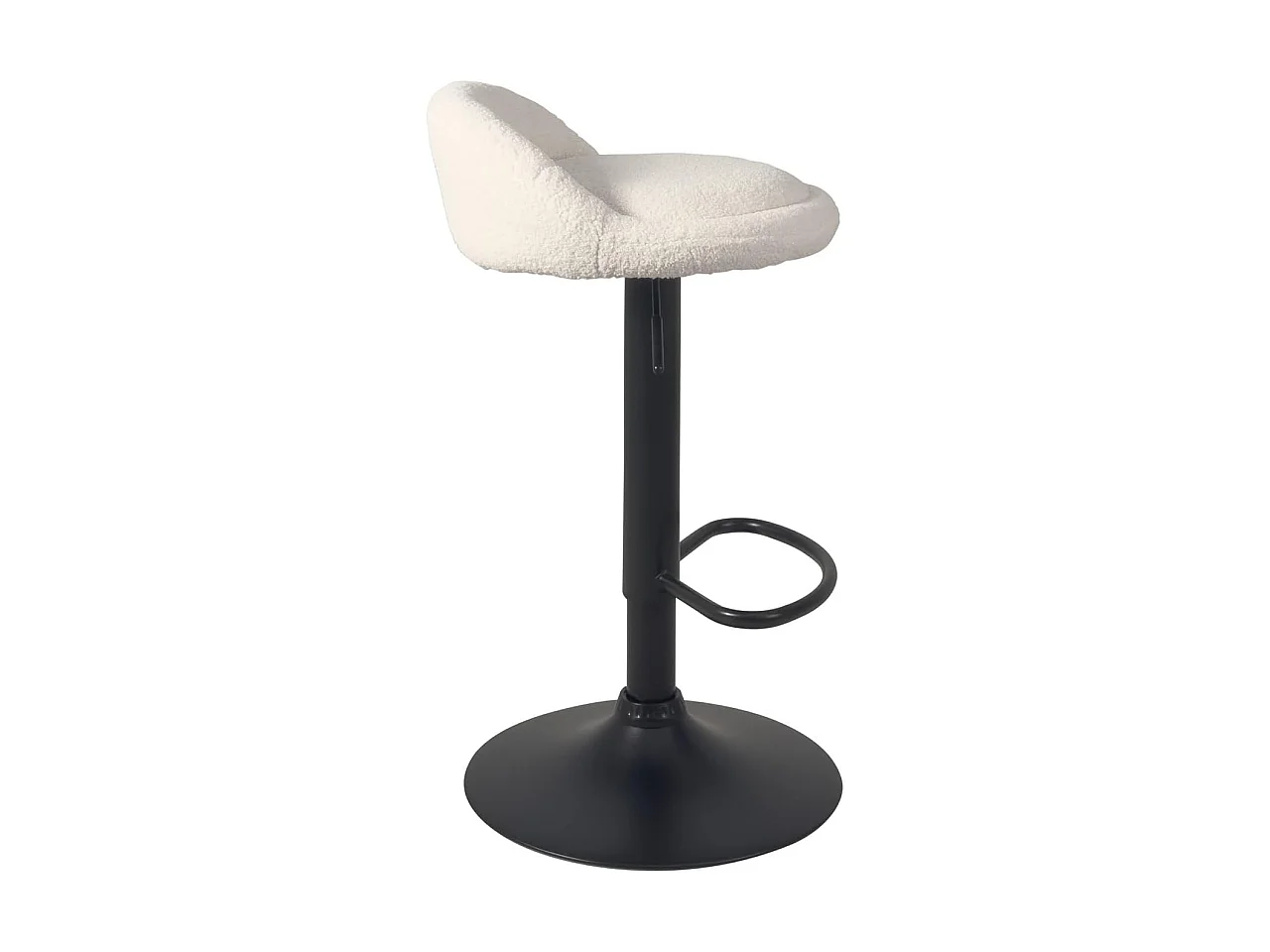 Lot 2 tabourets de bar cuisine tissu bouclette pivotant hauteur réglable pied noir SATI+ (Blanc)