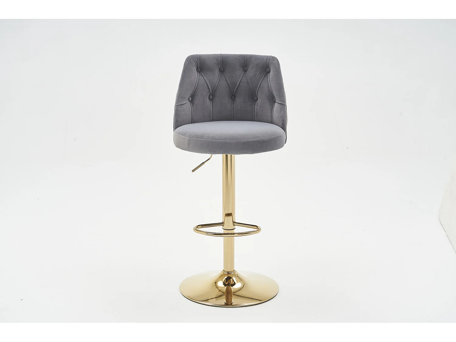 Lot de 2 tabourets de bar pivotante, hauteur réglable, avec dossier et repose-pieds, adapté aux bars, cuisines, en velours, gris